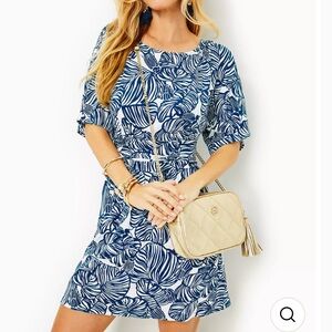 Lilly Pulitzer Parigi Boat Neck Skort Romper Aegean Navy Beach Path Medium